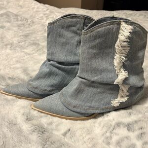 Bershka Denim Cowboy Boots